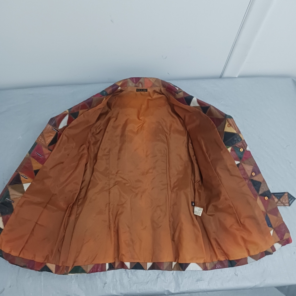Multicolor Patchwork Leather Jacket - image 9